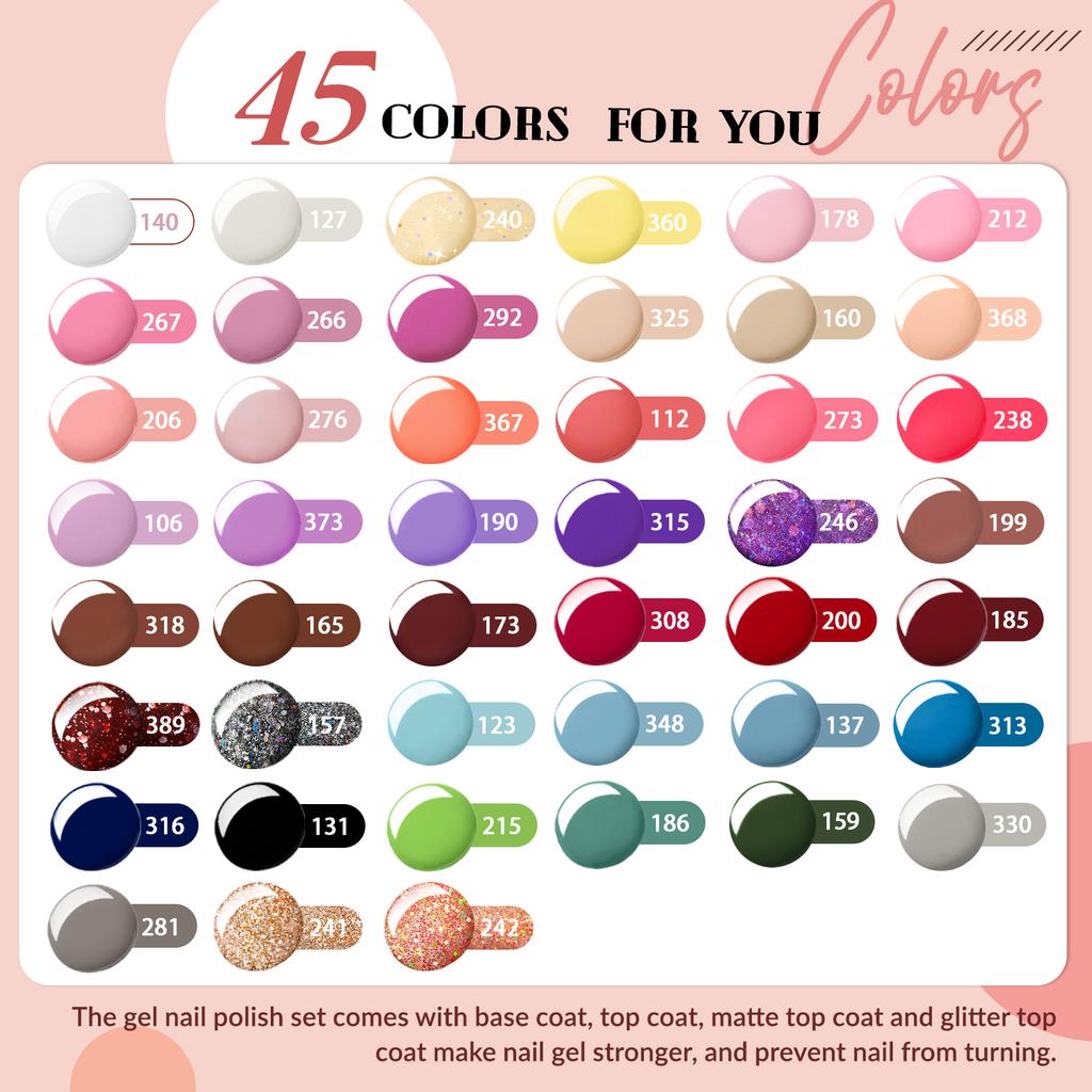 Набор гель-лаков PHOENIXY с УФ-лампой 48 Вт, 45 шт., 135 шт., набор гелевых ногтей с эффектом, основа, блестящее верхнее покрытие, маникюрные инструменты, подарки для женщин