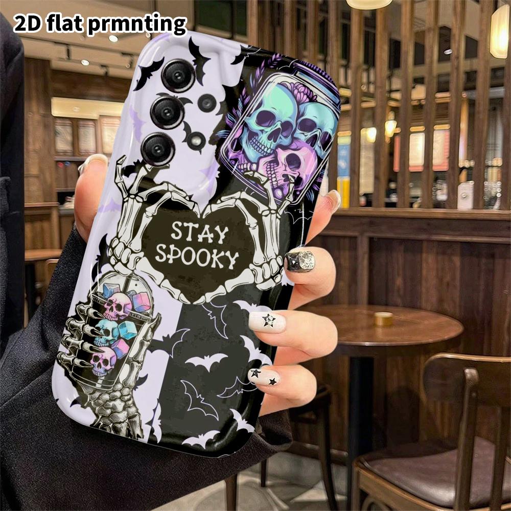 Phone case: 2D flat Samsung Galaxy A34 A35 S20 S22 S21 FE Plus Ultra protective case, cartoon skull, Christmas and Halloween gift