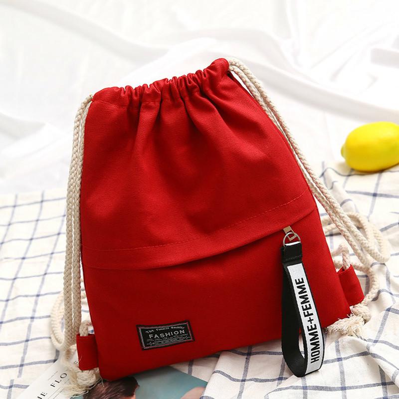 1PC New Fashion Canvas School Bags Drawstring Backpack Bag Portable Casual Backpack for Women Men Travel Backpack