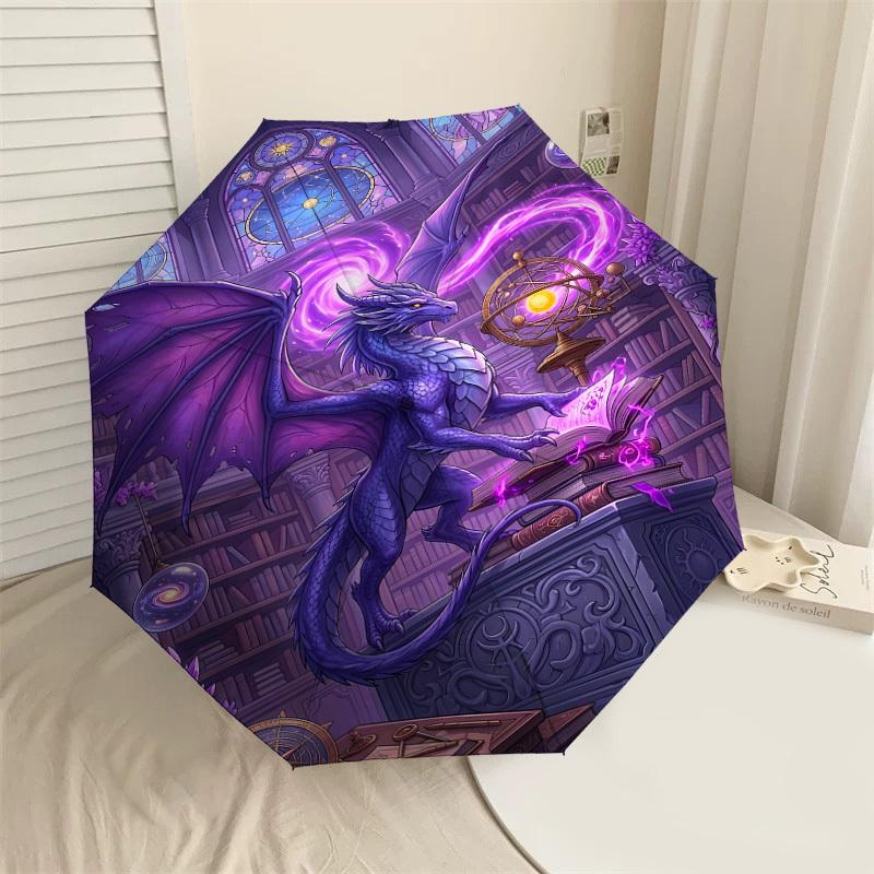 1PC Dragon Library Umbrella-8-Rib Reinforced, Automatic Open, Lightweight & Durable, Fashion Accessory for Outdoor, J0397