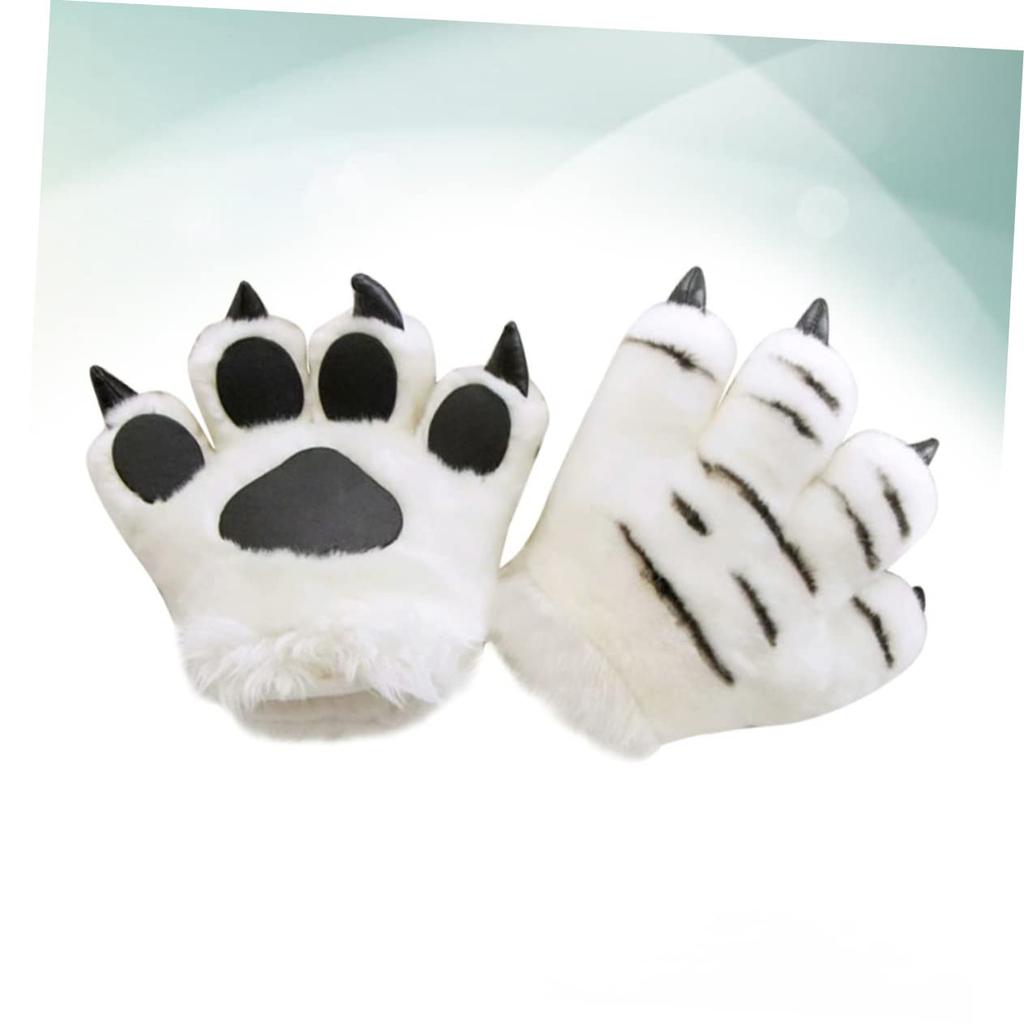 SAFIGLE 1 Piece Cat Gloves, Creative Animal Palm Gloves, Wolf Stuffed Animal Costume, Panda Plush Toy, Plush Palm Gloves, Paw Gloves, Simulation