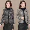 Винтажные однобортные клетчатые куртки с v-образным вырезом, женские весенне-осенние твидовые верхняя одежда больших размеров, корейская мода, повседневное пальто, уличная одежда