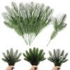 6pcs Artificial Simulation Pine Needles Christmas Pine Branches Artificial Green Leaves Plants