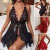 Women Sexy Nightdress See-through Lace Slim Fit Sleeveless Backless Deep V Neck Adjustable Spaghetti Strap Sleepwear Clothes