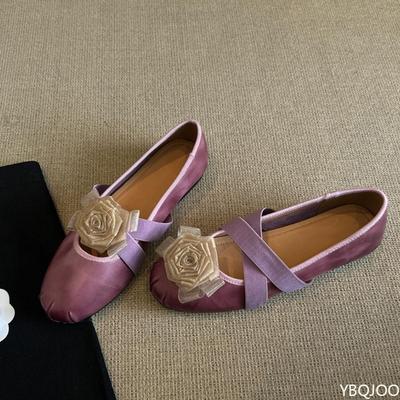 Модная женская повседневная обувь светло-желтого цвета с круглым носком, ретро, с камелией, на плоской подошве, с перекрестной шнуровкой, с неглубоким вырезом, простая, удобная, одинарная обувь