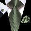 Hi-Tie Dark Gold Plaid Jacquard Mens Silk Tie Classic Necktie Cufflink Hanky Set