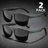 2PCS Fashion Square Sunglasses Men Vintage Plastic Male Sun Glasses Women Stylish Black Sport Shades UV400