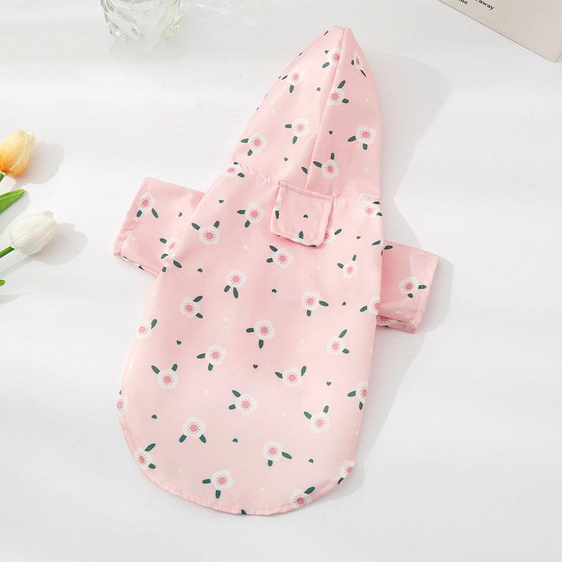 Dog Raincoat with Hat Waterproof Dog Short Sleeve Summer Outdoor Coat for Bichon Schnauzer and Other Small Dogs