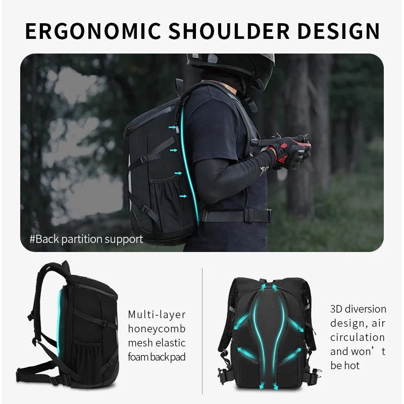 Motorcycle Backpack 28L Waterproof Outdoor Sports Riding Helmet Locomotive Backpack Business Travel Laptop Bag Multifunctional Backpack