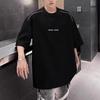 Мужская черная футболка Streetwear Стиль Короткий рукав Принт с буквами Повседневная Свободный крой Верх