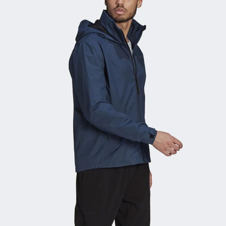 Adidas Terrex Waterproof Zipper Hooded Long Sleeve Jacket Men Jacket Blue GI7294