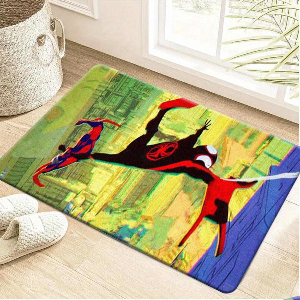 Bath Mat 1pc, Spider for Man Takes Action, MARVEL Flannel Rectangular Mat, Bathroom Non-slip Entrance Mat, Fun Door Decoration