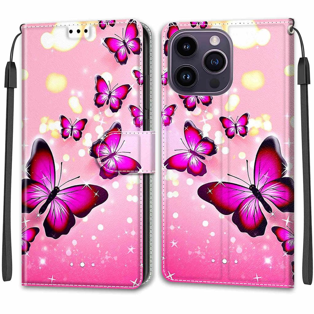 Роскошный окрашенный кожаный чехол-кошелек в стиле книги, защитный чехол для iPhone 16 15 14 13 12 Pro Max 15Pro 16Pro iPhone11