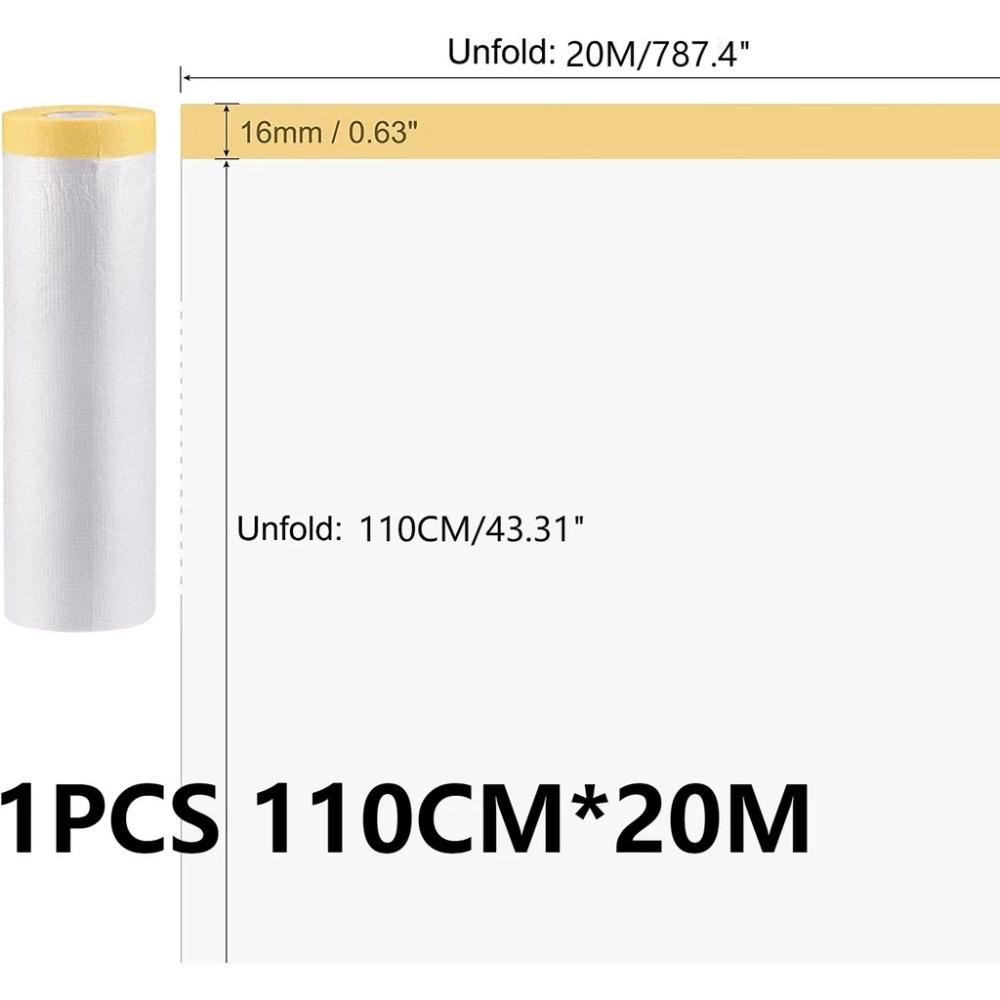Durable Pre-Taped Masking Film Transparent Paint Masking Film New Car Painting Protection Cover
