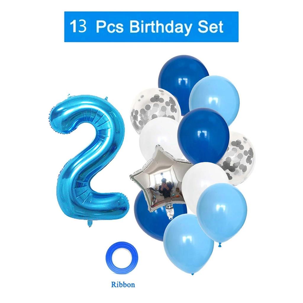 Воздушные шары на день рождения для мальчика с синим воздушным шаром с номером, украшение для дня рождения, детские юбилеи 1/2/3/5/6/8/9 лет