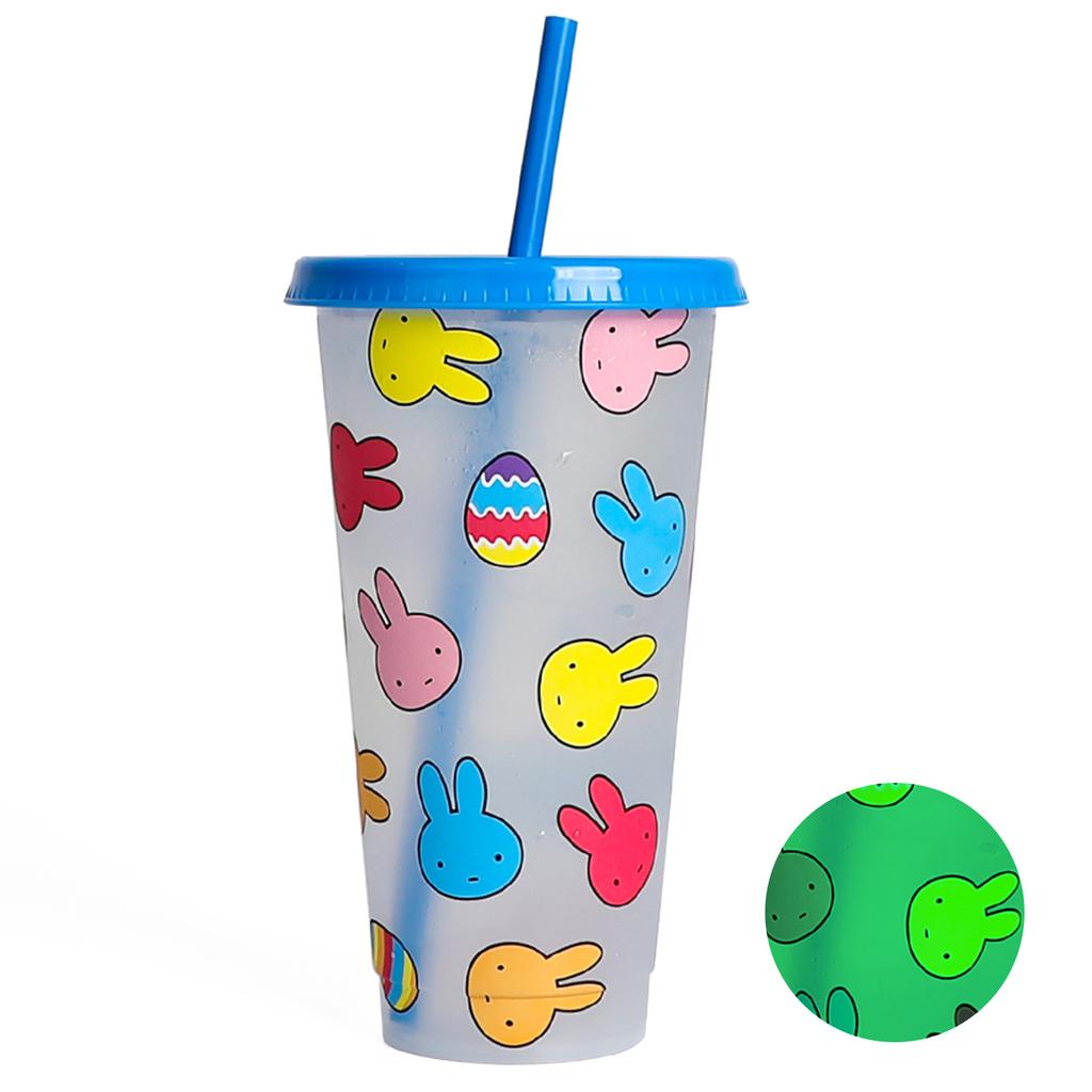 710 мл многоразовые с соломинками, креативные чашки для воды, меняющие цвет, чашка с крышкой, волшебный пластик, меняющий цвет холодной воды