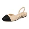 Fashion New Pointed Toe Sandals Fashion Low Square Heels Flat Shoes Korean Color Matching Party Ladies Shoes Chaussure Femme 2024