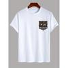 Patterned Pocket T-Shirt,Soft Breathable & Fade-Resistant, Classic Fit for Daily Casual Wear