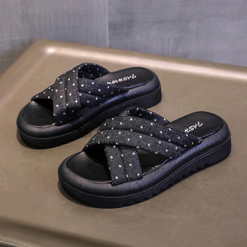 Мода 2024 Лето Новые женские туфли Модные Cross Wave Point Удобные толстые подошвы Тапочки Обувь для женщин Zapatos De Mujer