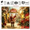 2D flat Christmas City Santa Claus background banner - Holiday decoration, with a snowy village made of polyester material
