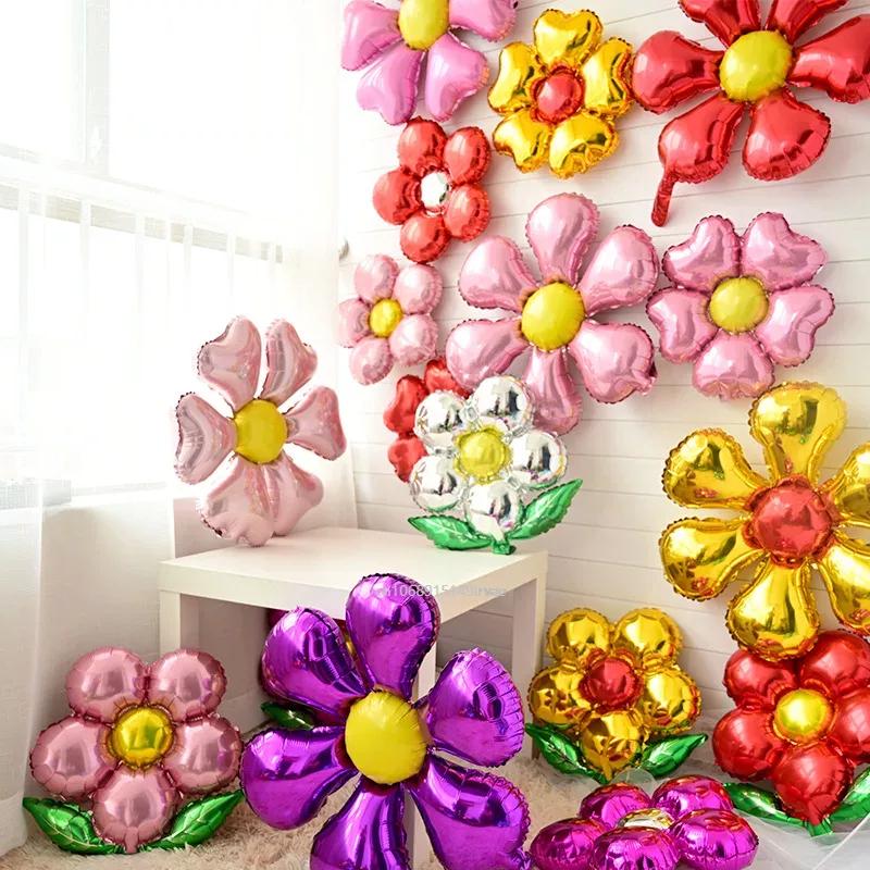 Flower Foil Balloon Daisy Rose Flower Various Flowers Balloons Wedding Birthday Party Valentine's Day Decoration Supplies