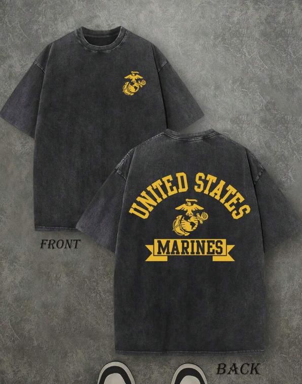 Washed Cotton TShirt Vintage Street Style DoubleSided Print Revival No Vacancy Pattern Mens TShirt Summer Shoulder Sleeves