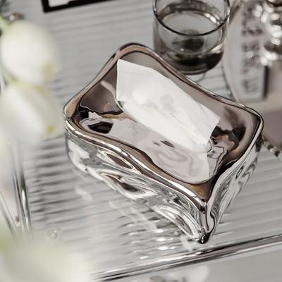 Керамическая коробка для салфеток Nordic Luxury Ice Cube Design, высококачественный держатель для салфеток из позолоченного металла, декоративный орнамент для хранения на чайном столике