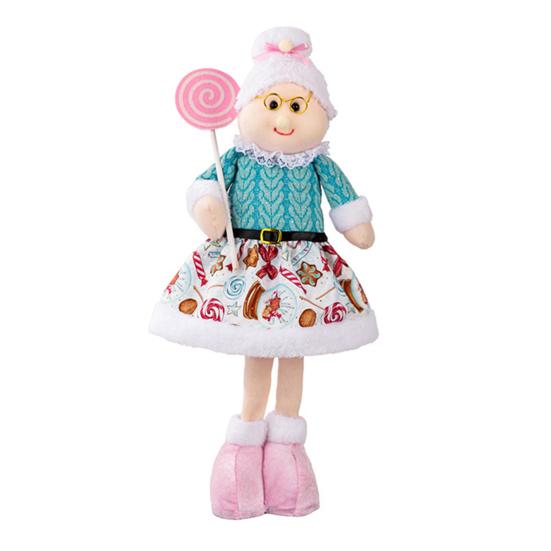 Pink Plush Christmas Doll Retractable Standing Snowman Santa Reindeer Grandma Dolls for Bedroom Home Window Desktop Decoration