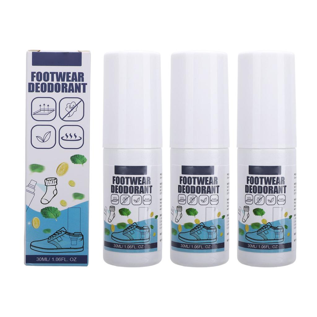 3 Pcs Shoe Deodorizer Spray Long Lasting Freshness Odor Eliminator Lemon Mint Extract Sneaker Odor S