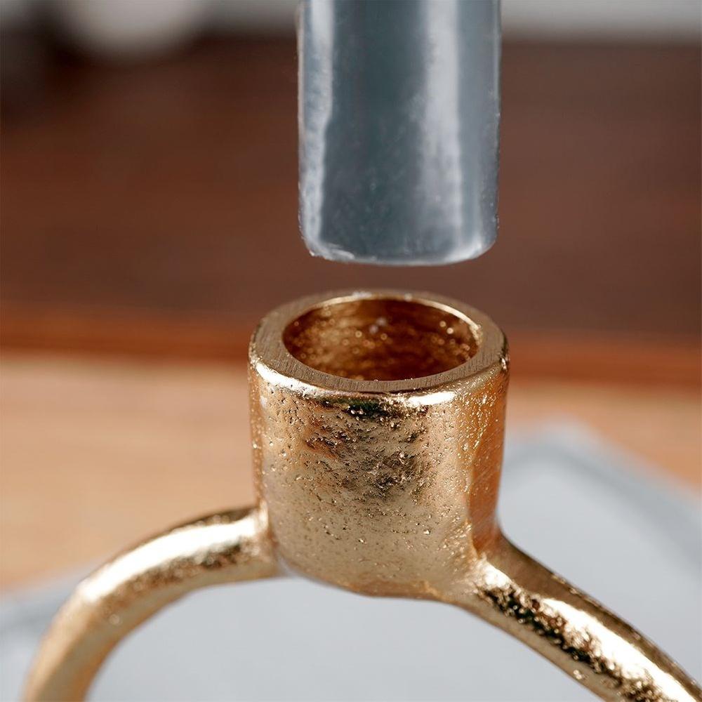 Candlestick Metal Gold Stand for a Long Candle Decorative Table 19 cm