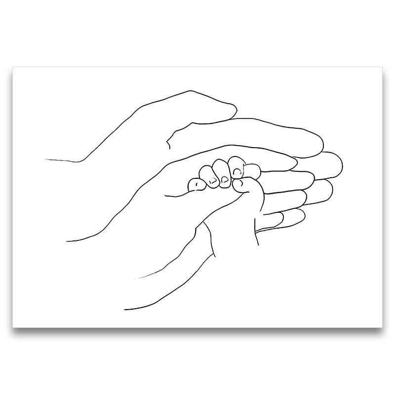 Family Together Line Draw Art Painting Modern Canvas Poster Print Minimalist Wall Art Pictures for Living Room Home Decor