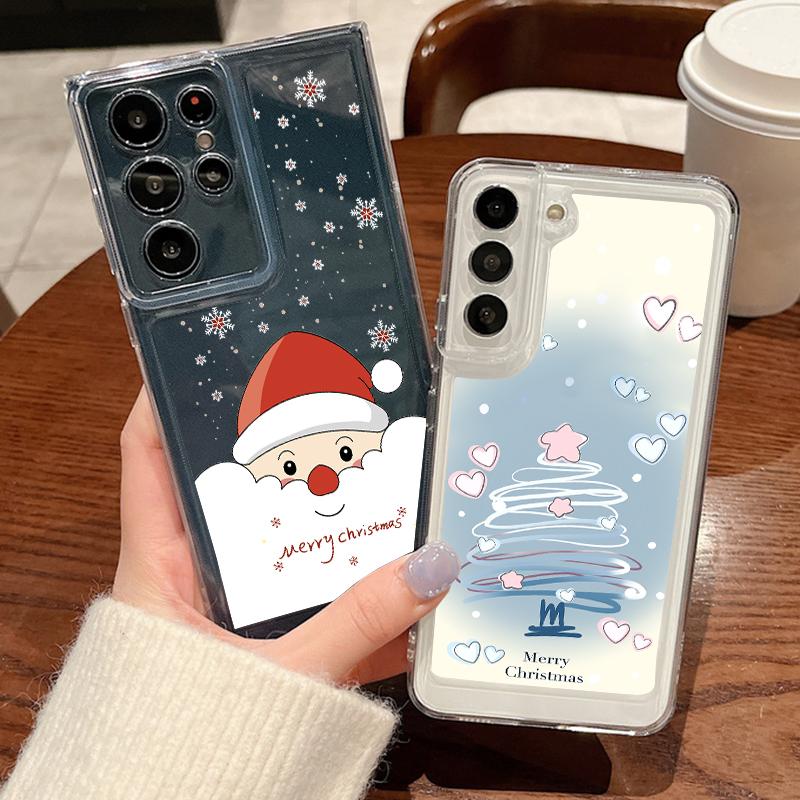 Чехол с принтом рождественской елки для Samsung Galaxy S25 S24 S22 Ultra S23 S24 FE A17 A56 A16 A36 A26 A55 A15 A25 A54 5G Прозрачный Мягкий ТПУ Чехол для телефона