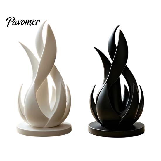 Modern Sculpture for Living Room 3D Printed Abstract Flame Sculpture, Minimalist Twisted Art Sophisticated Home Office Decor Statue Desk And