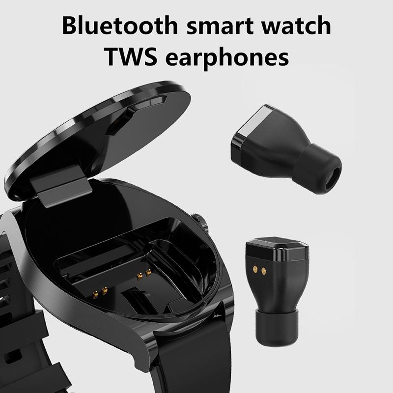 Новые умные часы TWS Bluetooth гарнитура два в одном шаге пульсометр кровяное давление монитор сна браслет