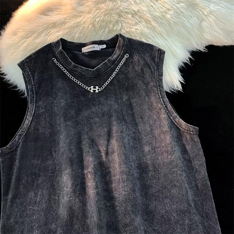 Мужская летняя ретро хип-хоп спортивная майка - Свободная футболка с варкой