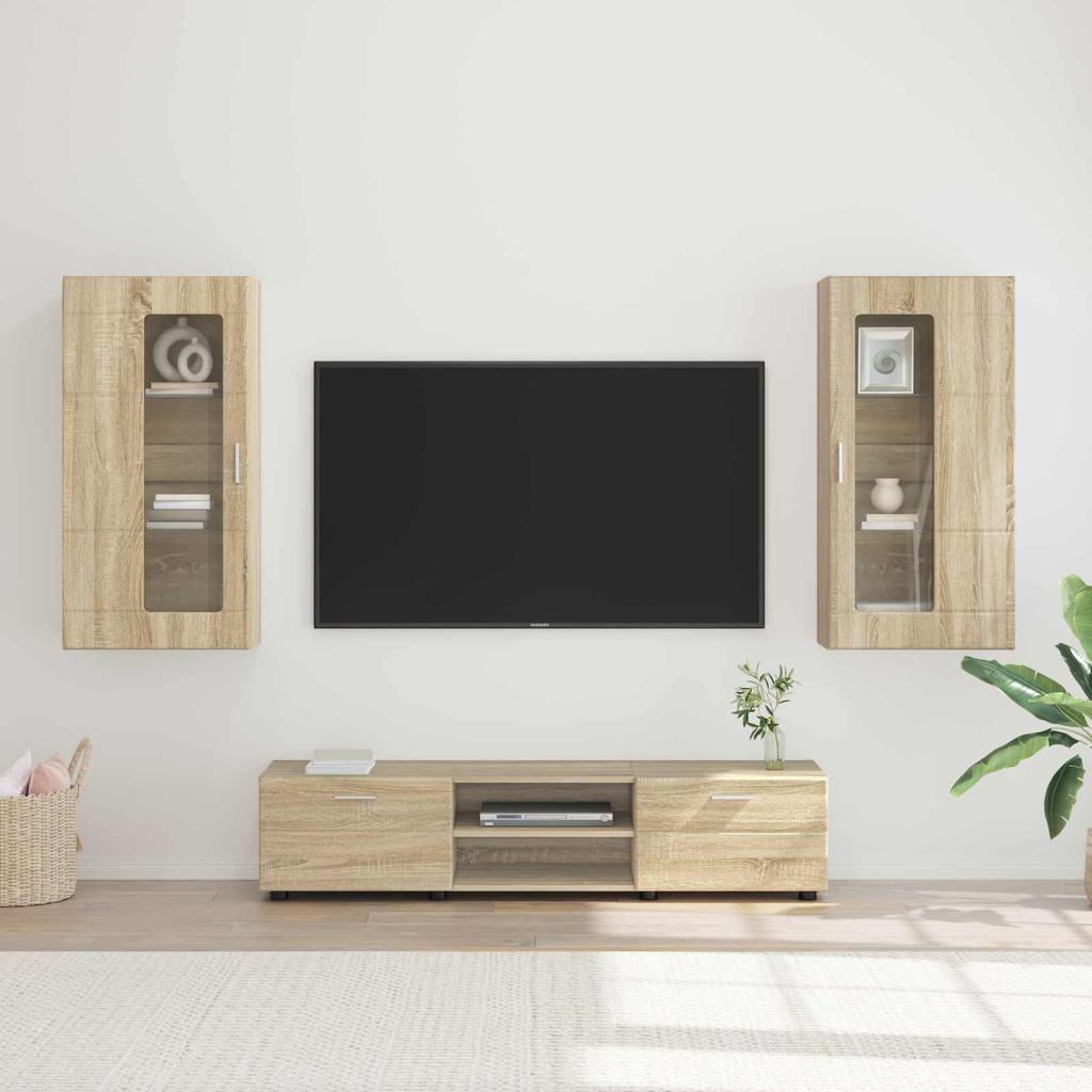 TV Cabinet Set with Shelf FLORIN 3 pcs Sonoma Oak Particleboard
