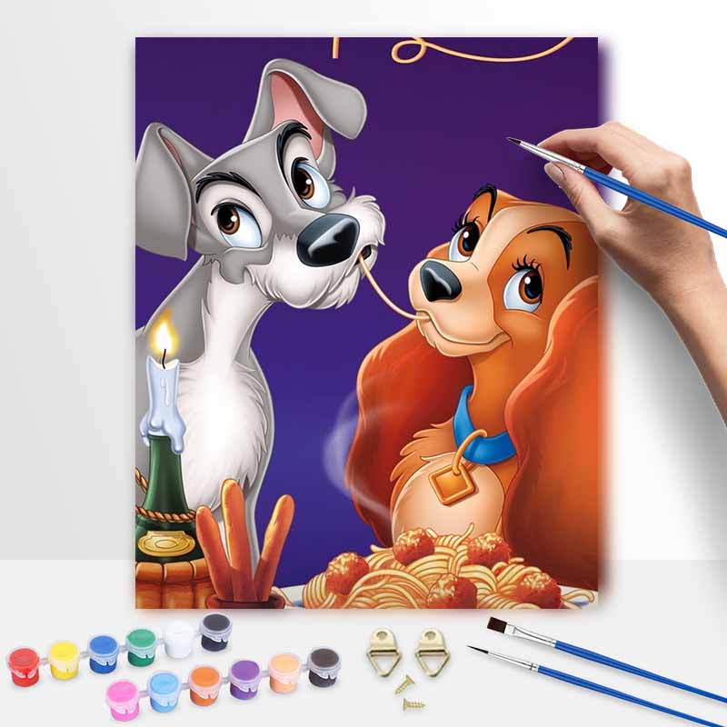 Disney Набор для масляной живописи «Леди и Бродяга» Декор для дома Ручная работа Подарок на День святого Валентина Романтическим парам Любовникам Творческое занятие своими руками