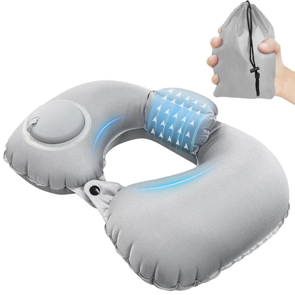 Fiico Neck Pump Double Portable Neck Air Neck Manual Press Type Neck Airplane Travel Storage Pouch Included Подушка, Тип, U-образная подушка, клапан,
