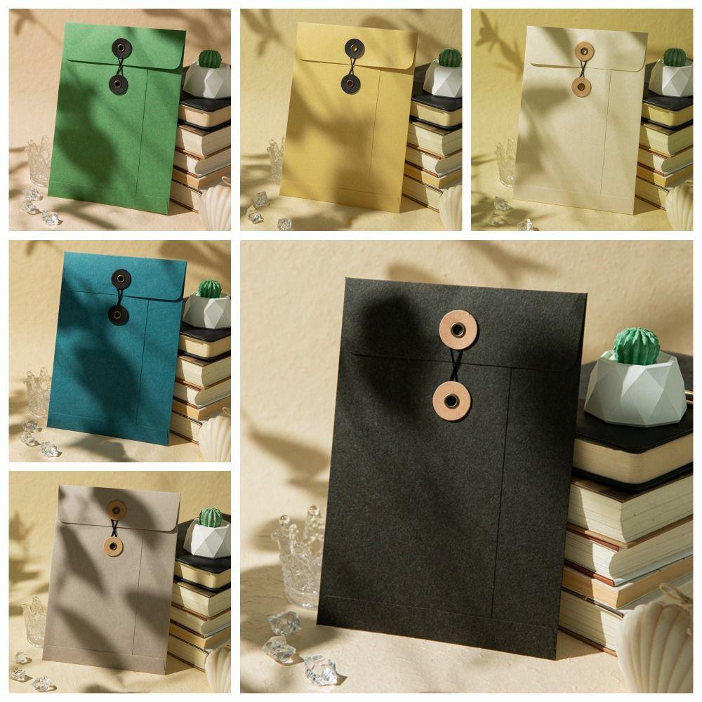 С застежкой-завязкой на шнурке Винтажные коричневые конверты Простая архивная сумка Открытка на день рождения