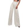 Women's Fashion Solid Color High Waist Sequin Side Zipper Draped Wide Leg Pants