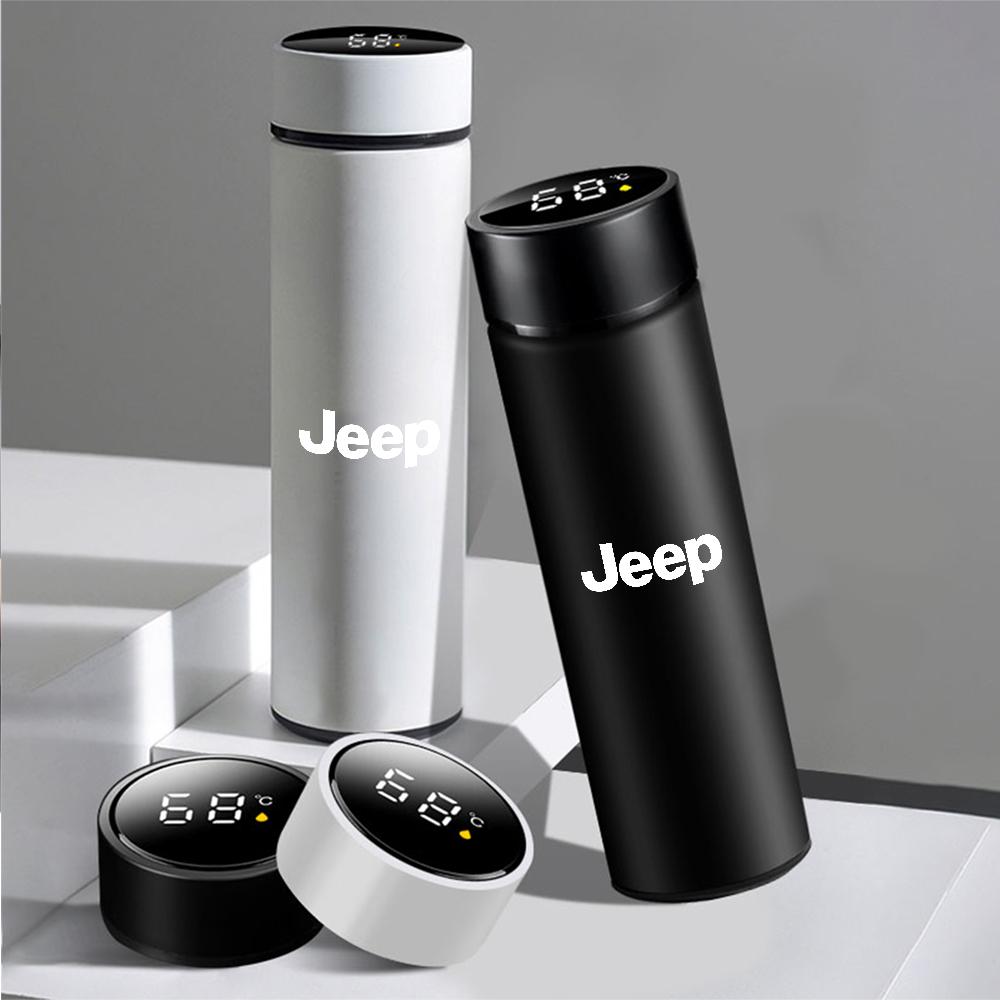 Car Stainless Steel Smart Thermos Mug Thermos LED Display Temperature For Jeep Renegade Patriot Wrangler Cherokee Compass Trail AKM1