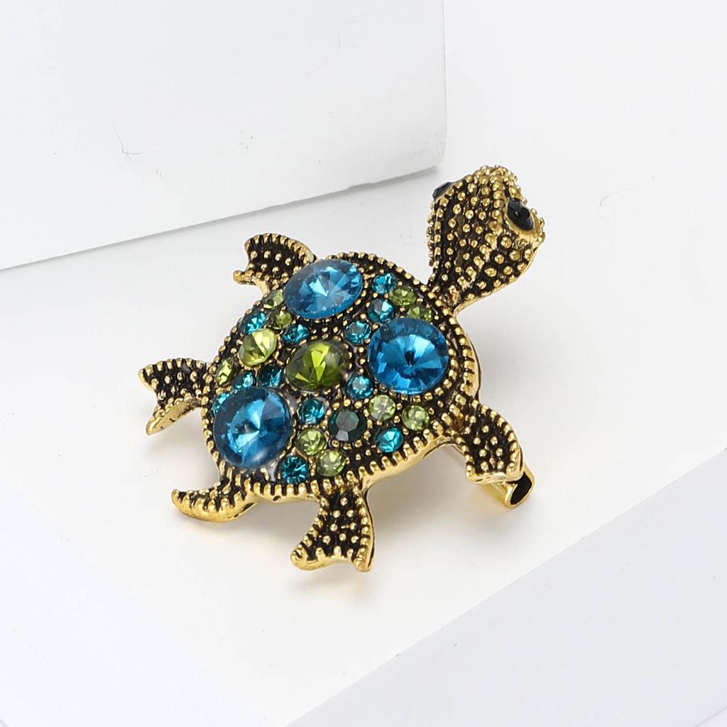Fashion Retro Alloy Rhinestone Little Turtle Brooch Creative Personality Men'S And Women'S Clothing Corsage Jewelry Pin
