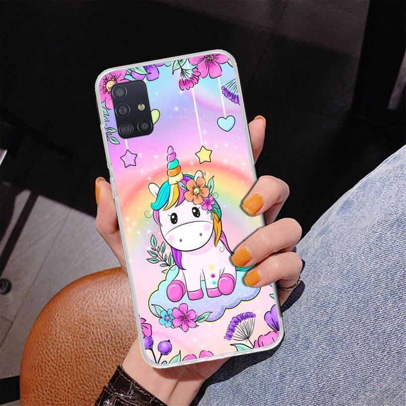 Pink Unicorn Rainbow Phone Case For Samsung Galaxy A52 A32 A22 A12 A51 A31 A50S A30S A20S A10S Note 20 Ultra 10 Plus S10 A72 A71
