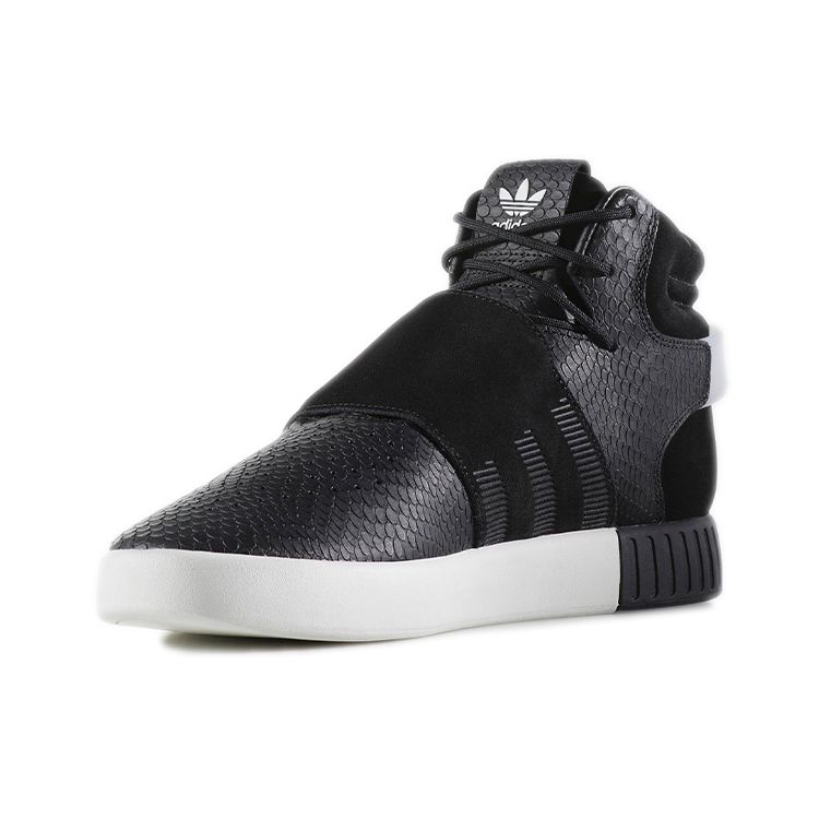 adidas Originals Tubular Invader Strap Удобные Нескользящие Прочные Полувысокие Кеды Мужские Кроссовки Черные BY3636