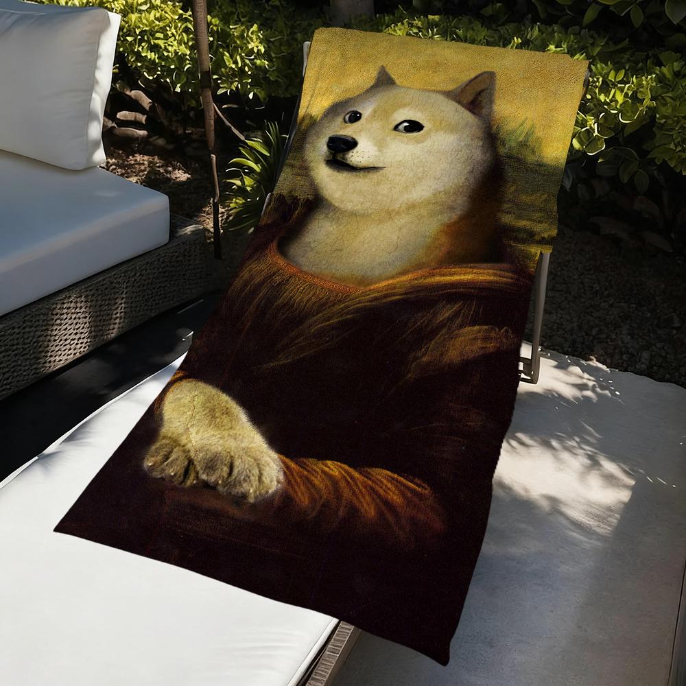 M-mona L-lisa funny art Towel Large Quick-Drying Microfiber soft Beach Towel for Travel Fitness Sauna Bathing Camping