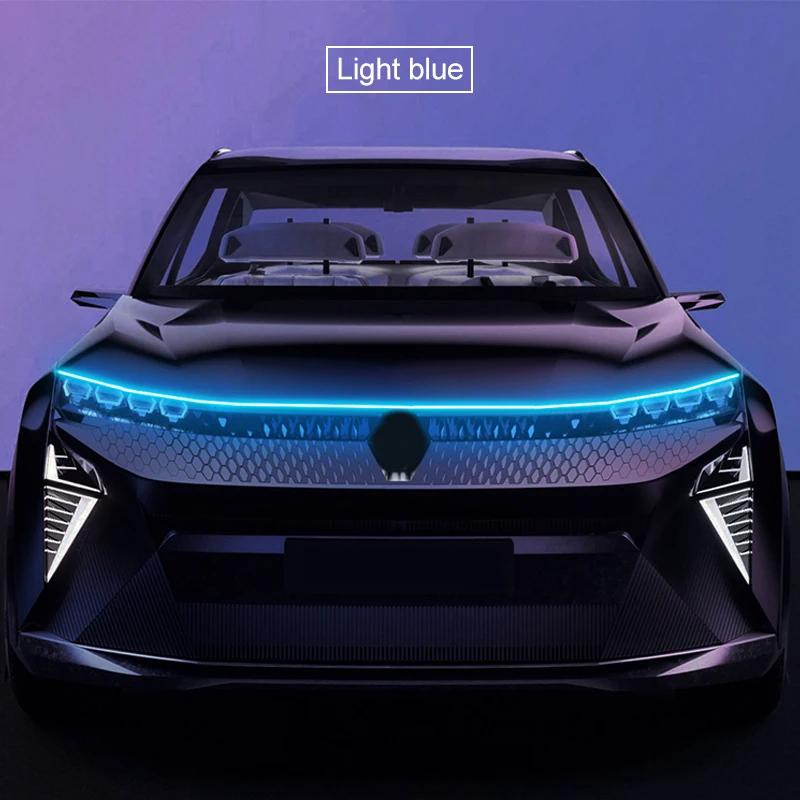Светодиодная декоративная полоса света на капот автомобиля со сканирующим дневным ходовым огнем, водонепроницаемая гибкая декоративная неоновая лампа для автомобиля 12 В