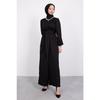 Wide Sash Wrapped Hijab Jumpsuit Black