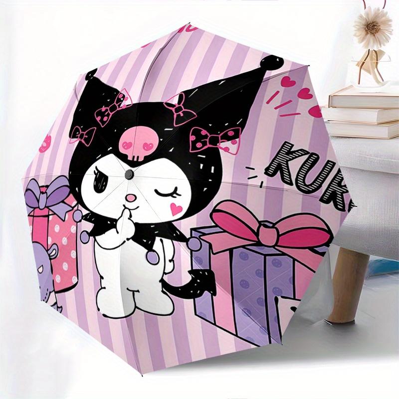 Kuromi,Birthday Automatic Folding Umbrella-Simple 8-Rib Design, Bright Cartoon Pattern, Durable Iron Frame, Suitable For Travel, Outdoor, Be