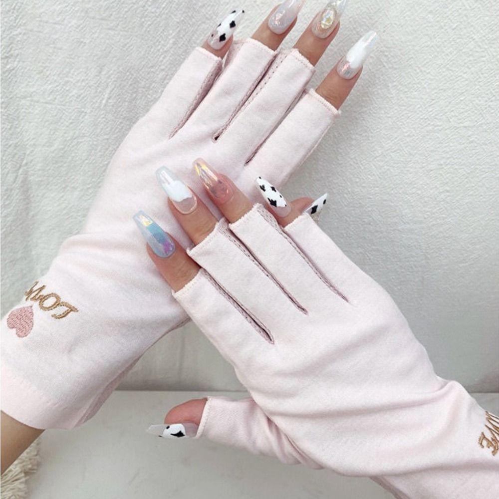 UV Protection Manicure Gloves Half Finger Nail Art Mittens New Sunscreen Gloves  for Home Salon
