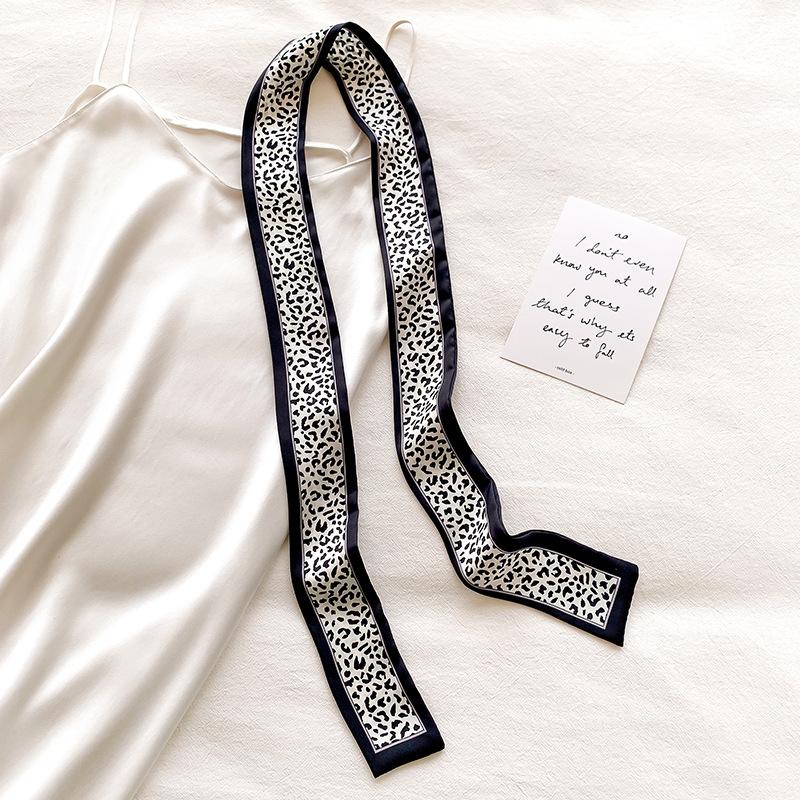Korean Spring and Autumn New Leopard Print Scarf Women's Decorative Scarf Headband Fashion Scarf Belt Band Ties